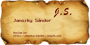 Janszky Sándor névjegykártya