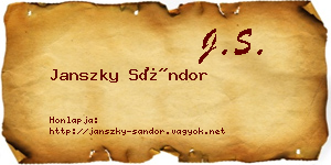 Janszky Sándor névjegykártya